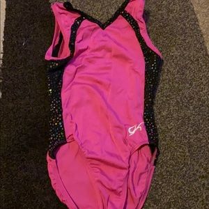 GK leotard pink with black trim
